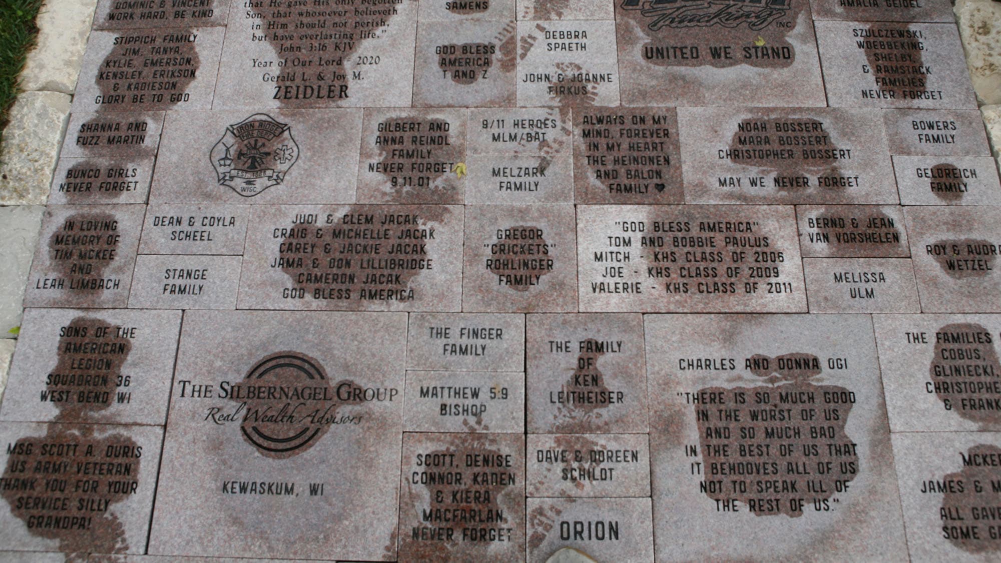 Bricks at the Wisconsin 9/11 Memorial