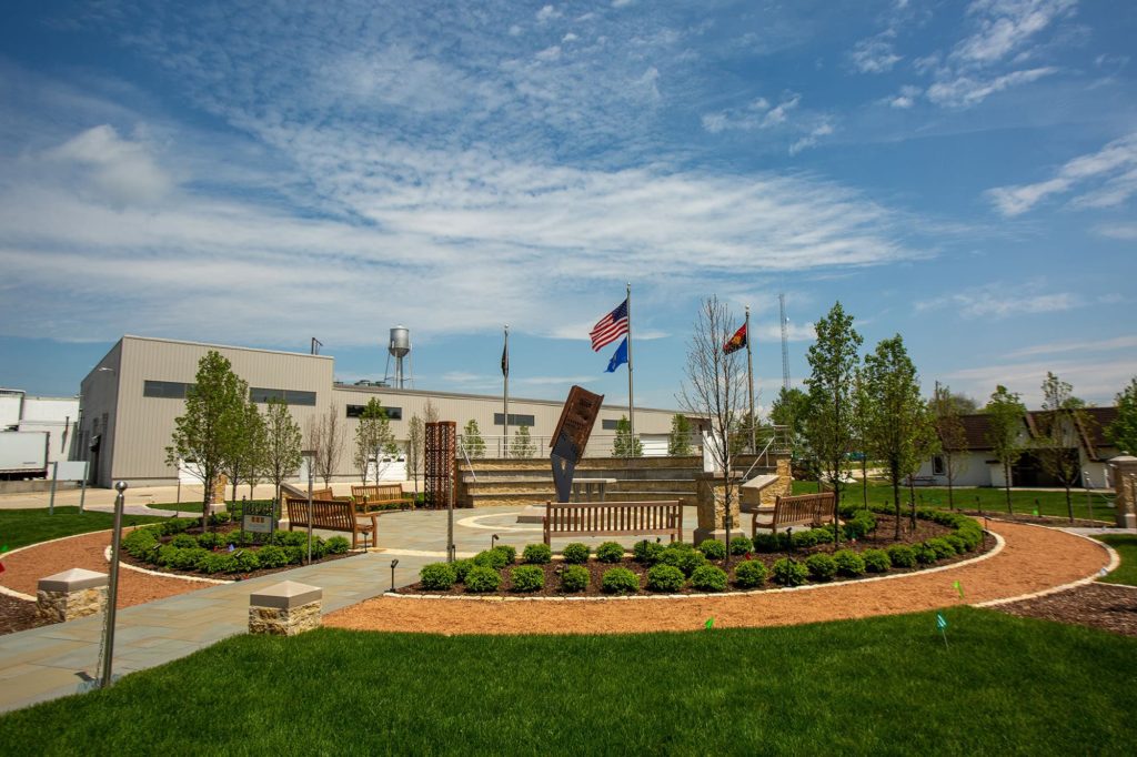 A full-screen image of the Wisconsin 9/11 Memorial.