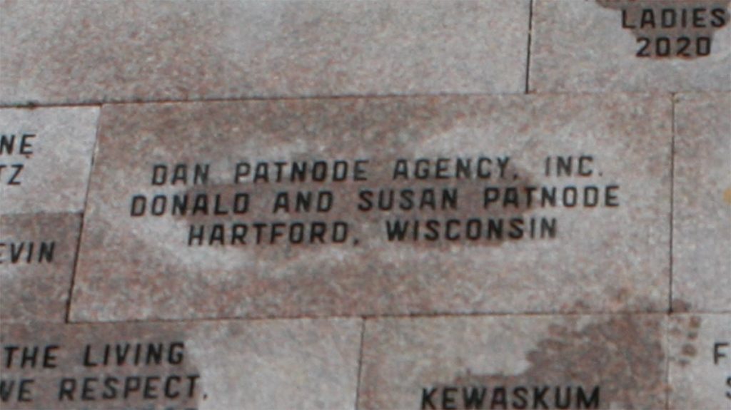 Names of donors on brick pathway
