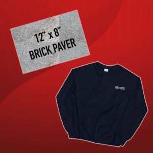 12x8 brick paver and a crewneck memorial sweatshirt