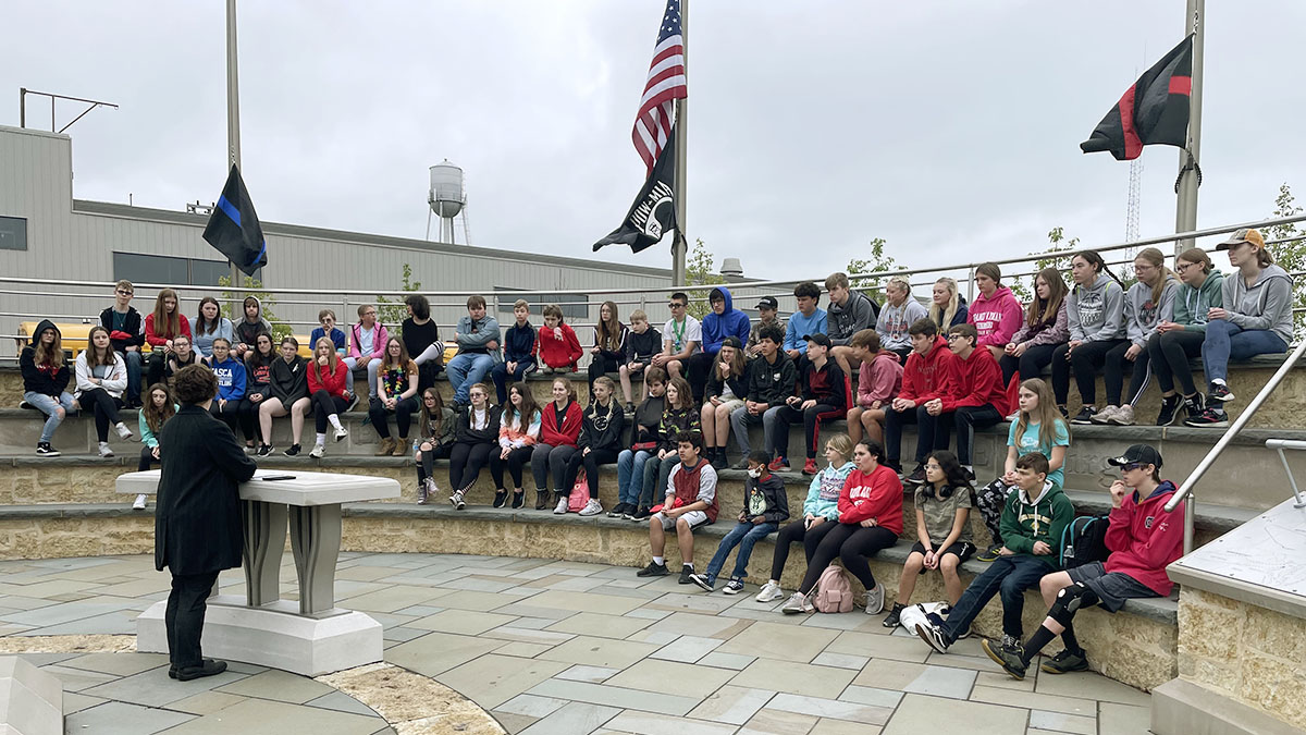 A group of students learns about 9/11.