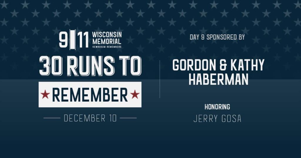 30 Runs to Remember graphic for Day 9, honoring Jerry Gosa.